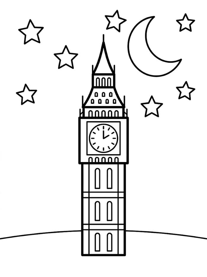 Big Ben om natten fargelegging