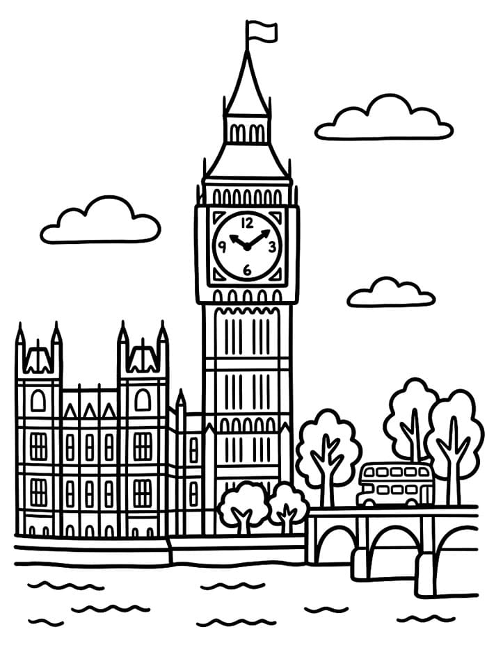 Big Ben utskrivbar fargelegging