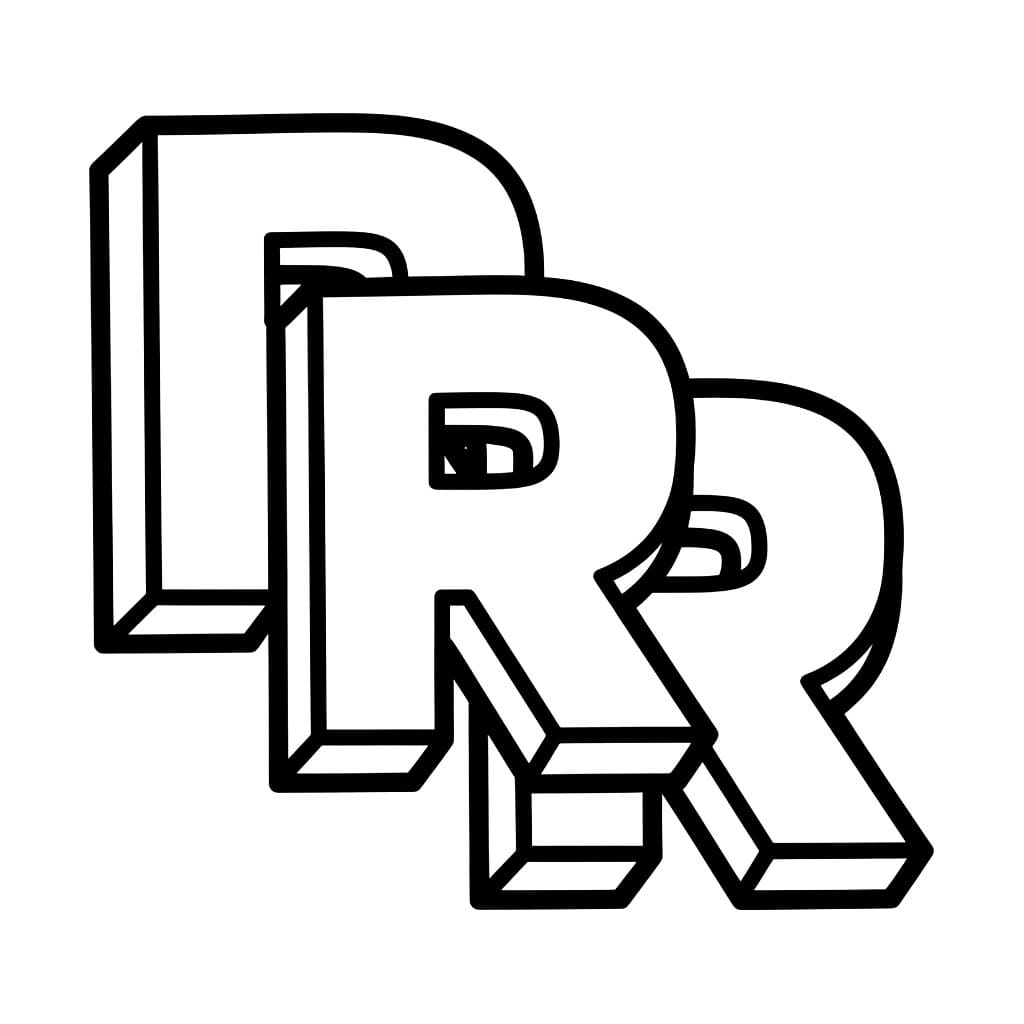 Bokstaven R med 3D-lagdelt R fargelegging