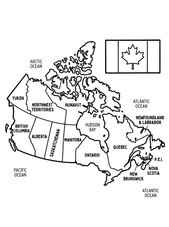 Canada kart med provinser fargelegging