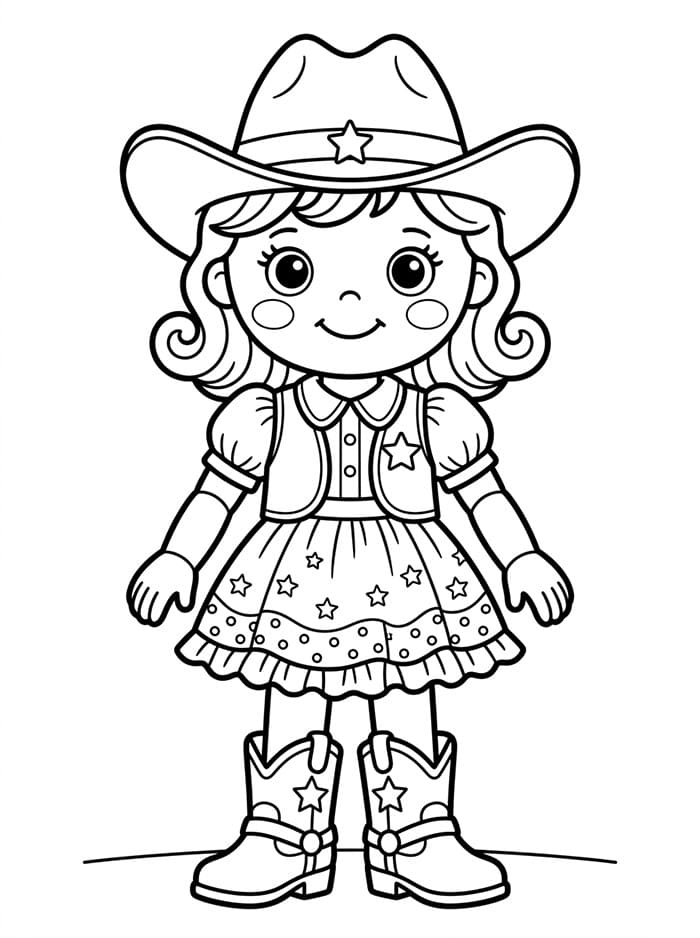 Cowgirl dukke fargelegging