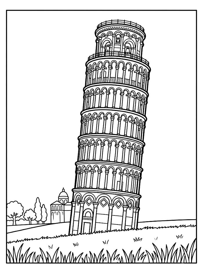 Det skjeve tårnet i Pisa fargelegging