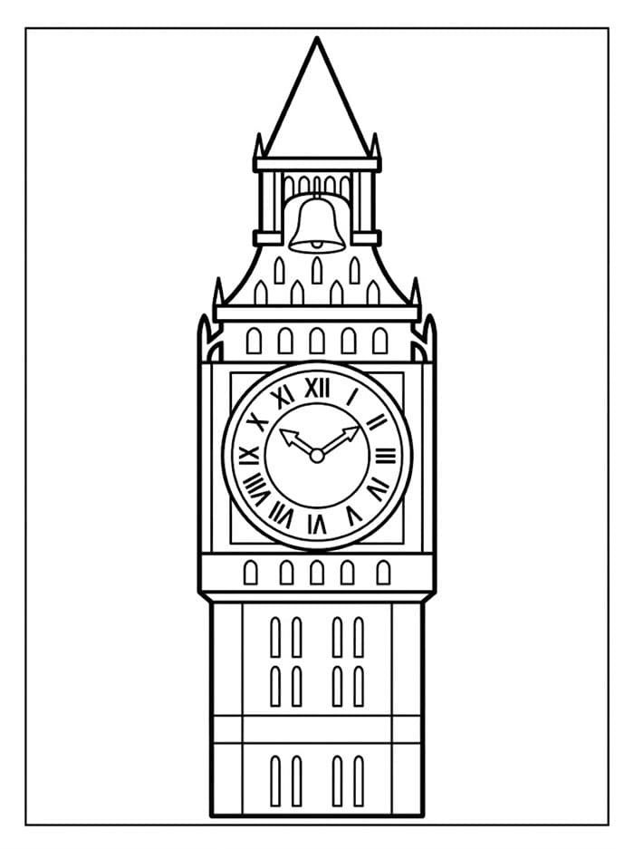Forfra av Big Ben fargelegging