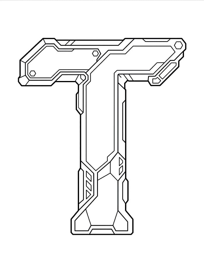 Futuristisk bokstav T fargelegging
