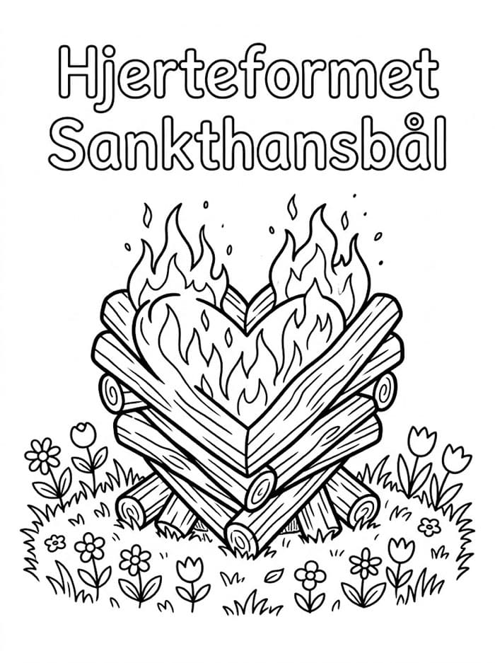 Hjerteformet Sankthansbål fargelegging