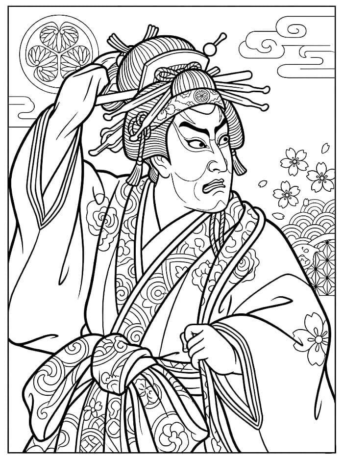 Japan Kabuki skuespiller fargelegging