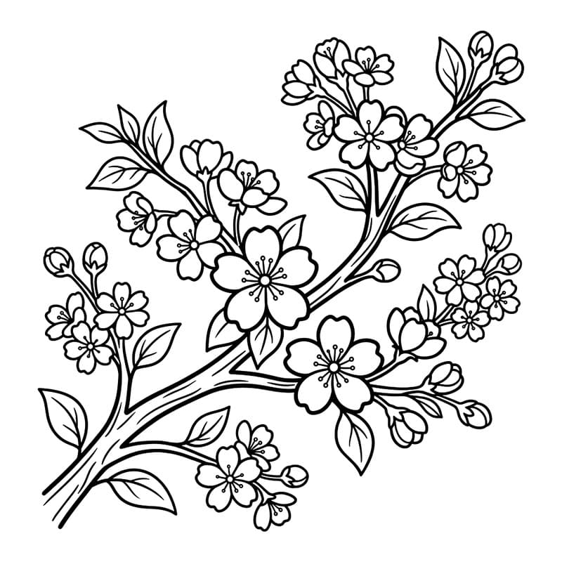 Japan Kirsebærblomst fargelegging