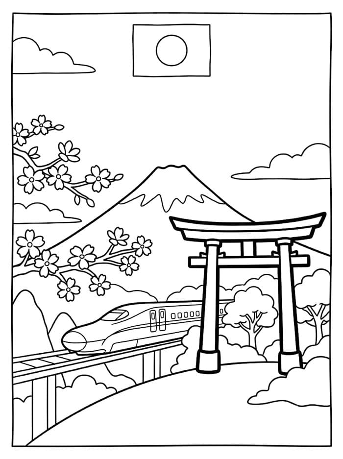 Japan Reiseplakat fargelegging