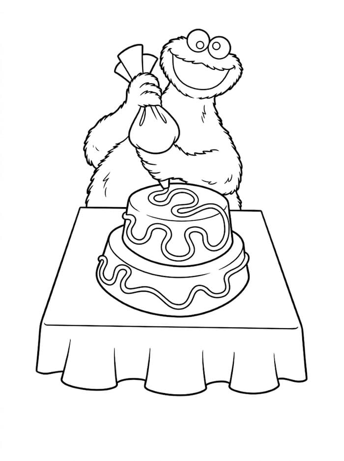Kakemonsteret lager kake fargelegging