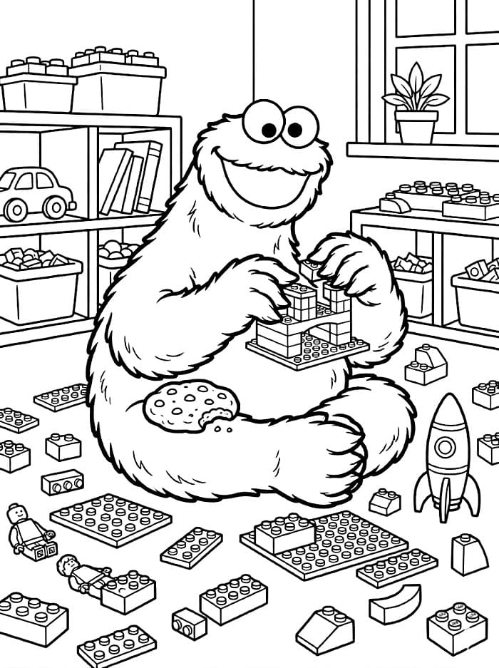 Kakemonsteret lek lego fargelegging