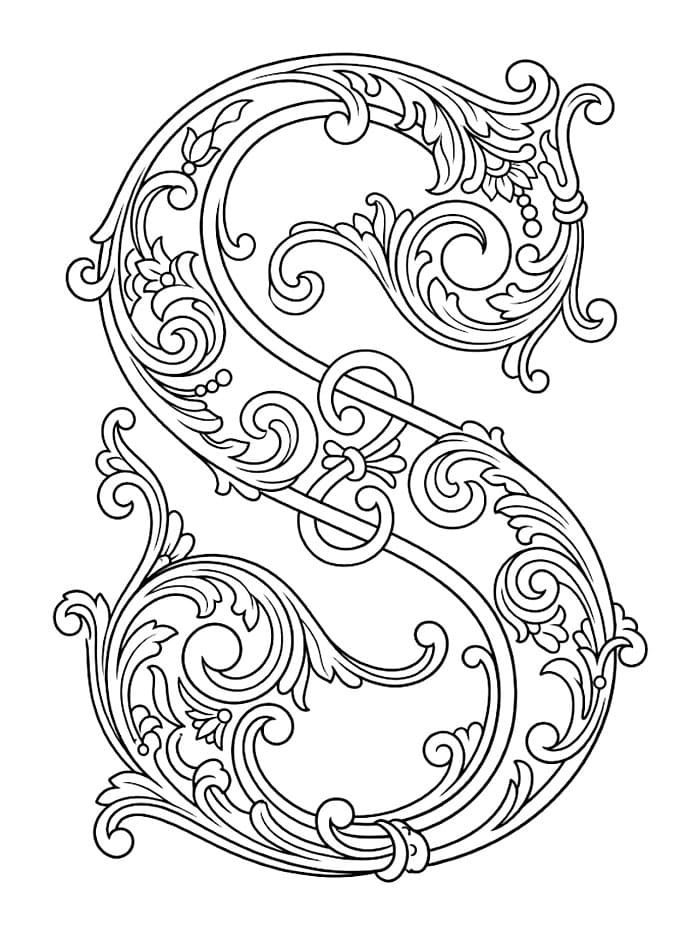 Monogram Bokstaven S fargelegging