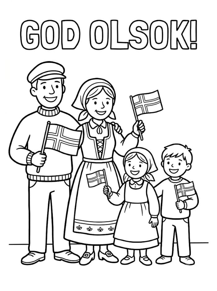 Olsok Familie fargelegging