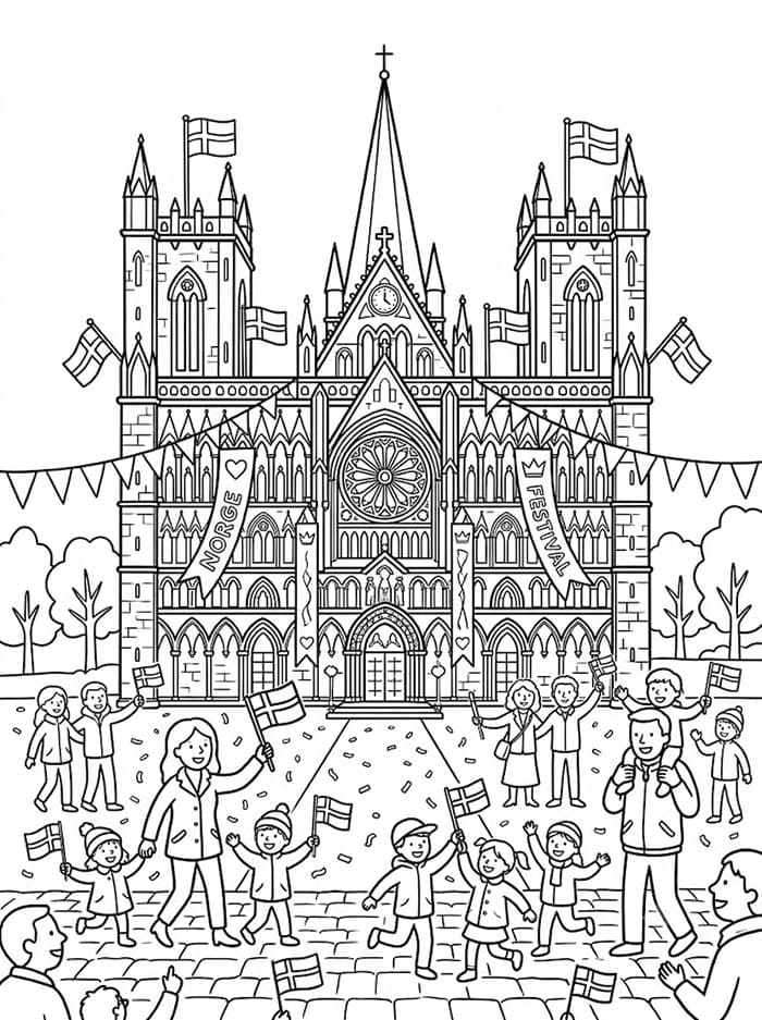 Olsok Festival ved Nidarosdomen fargelegging
