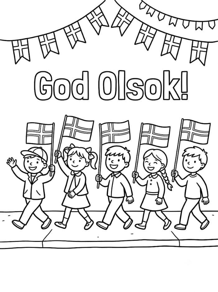 Olsok Flaggparade bilde fargelegging