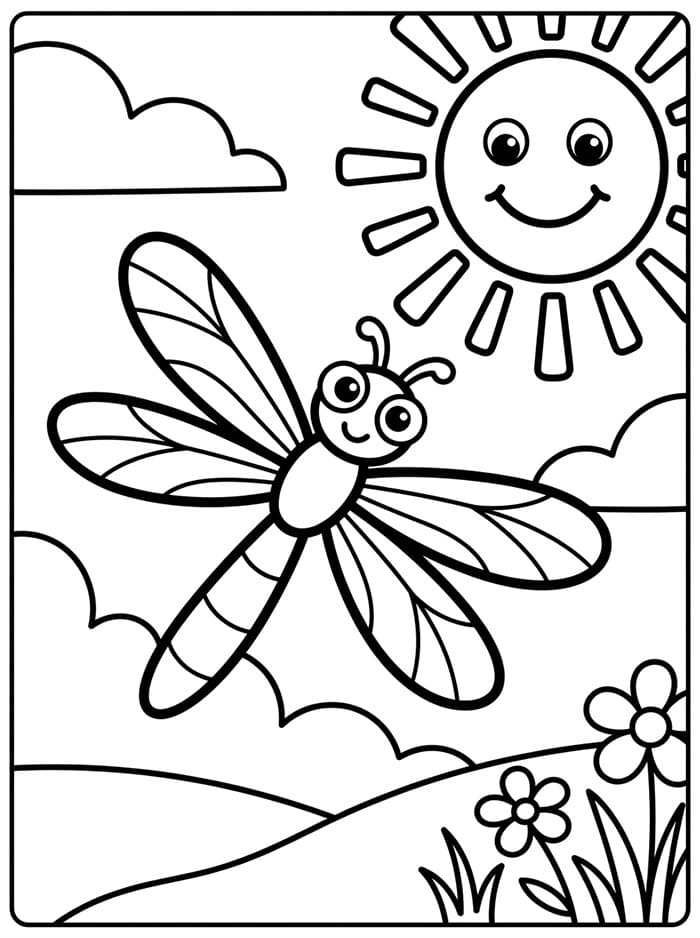 Øyenstikker og Solen fargelegging