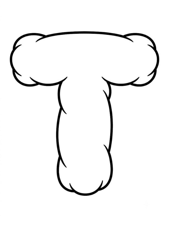 Puffy bokstav T fargelegging