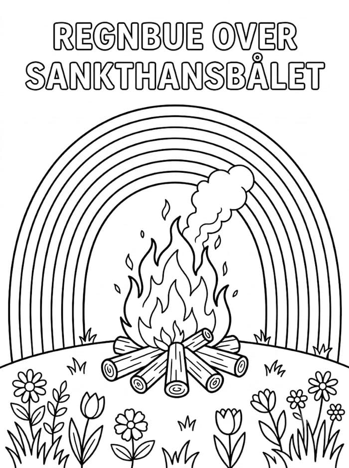 Regnbue over Sankthansbålet fargelegging