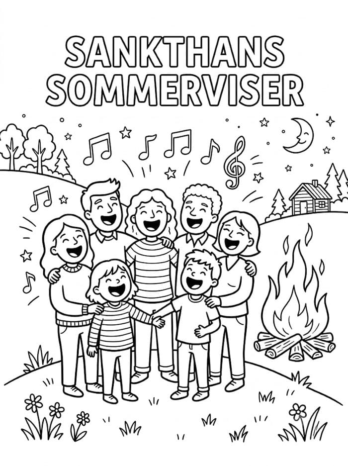 Sankthans Sommerviser fargelegging