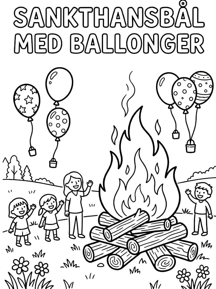 Sankthansbål med Ballonger fargelegging