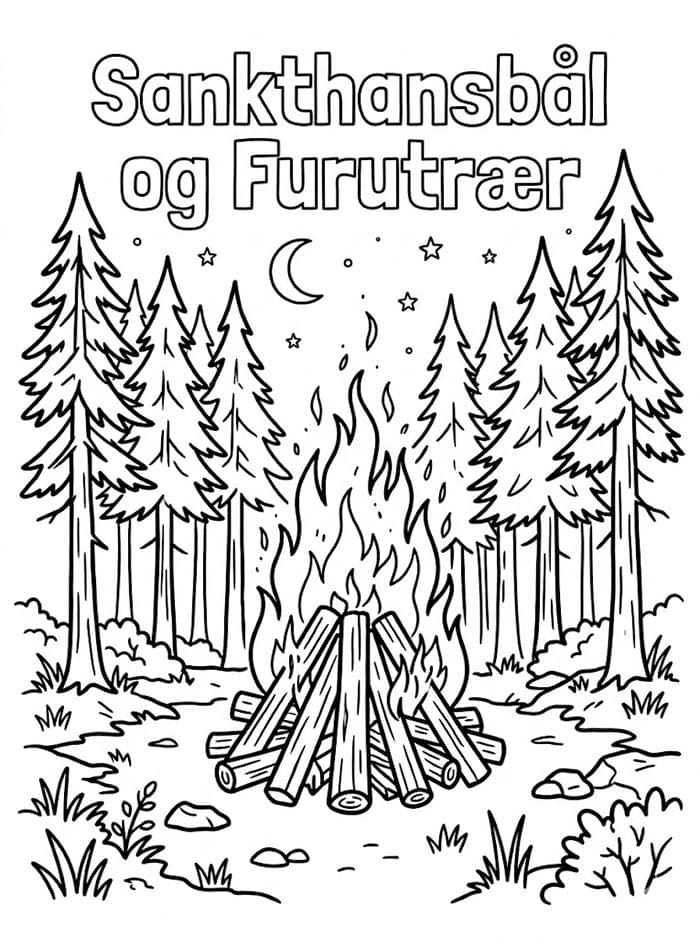 Sankthansbål og Furutrær fargelegging