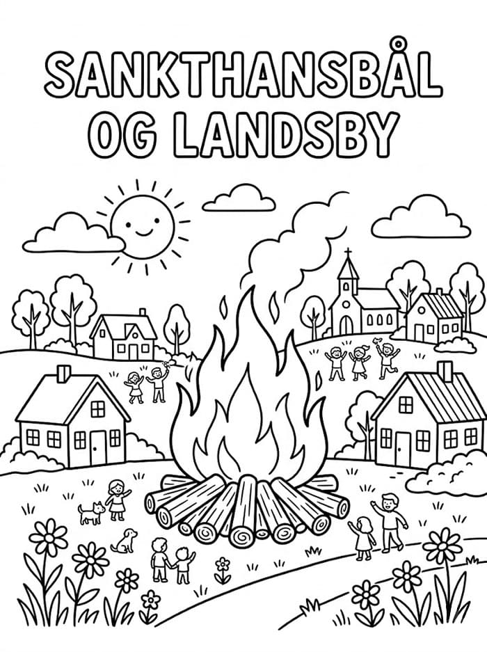 Sankthansbål og Landsby fargelegging