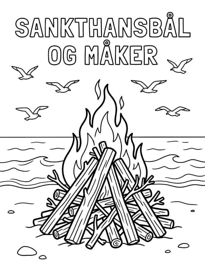 Sankthansbål og Måker fargelegging