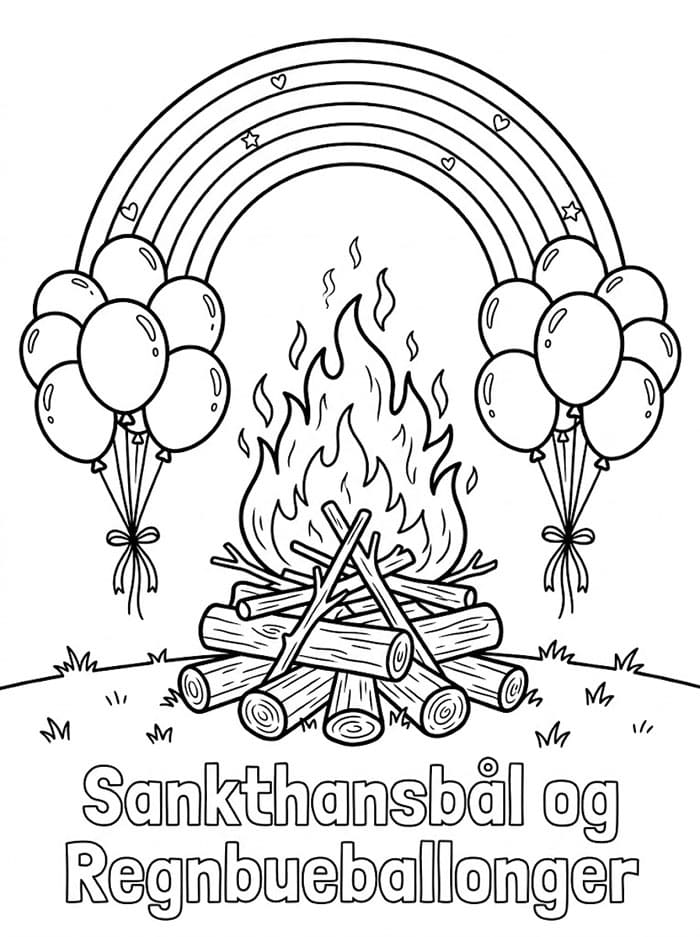 Sankthansbål og Regnbueballonger fargelegging