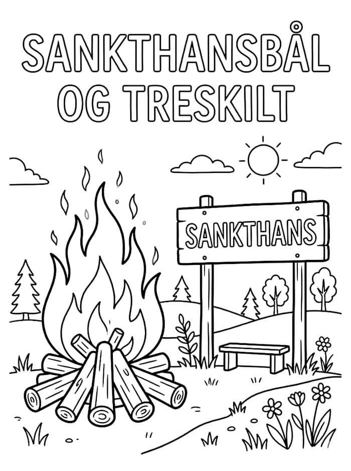 Sankthansbål og Treskilt fargelegging