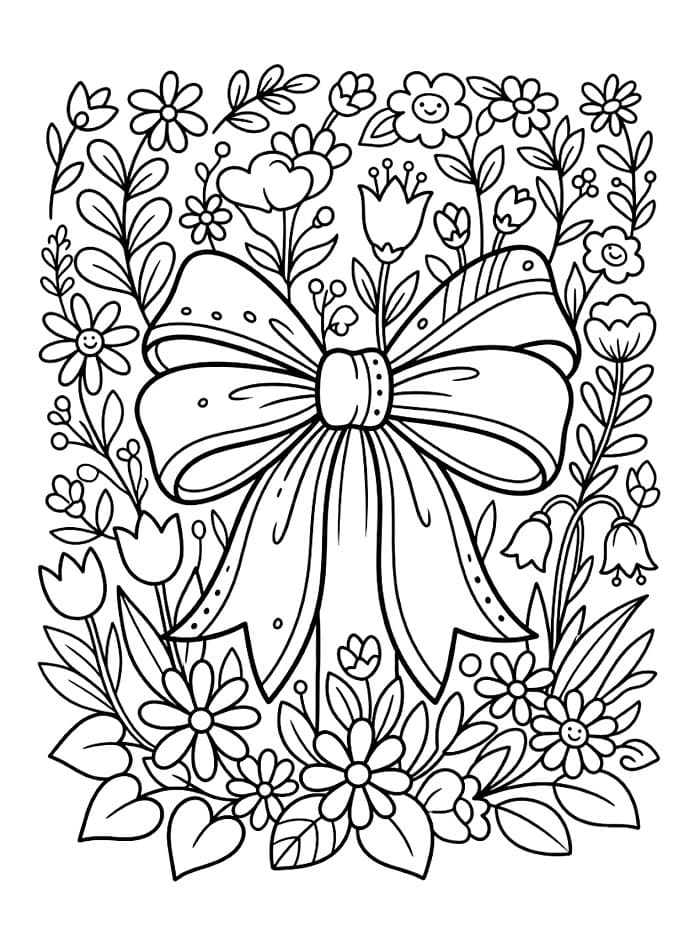 Sløyfe i Blomsterhage fargelegging