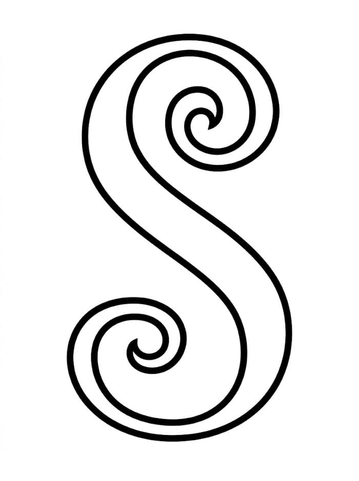 Spiralomriss Bokstaven S fargelegging