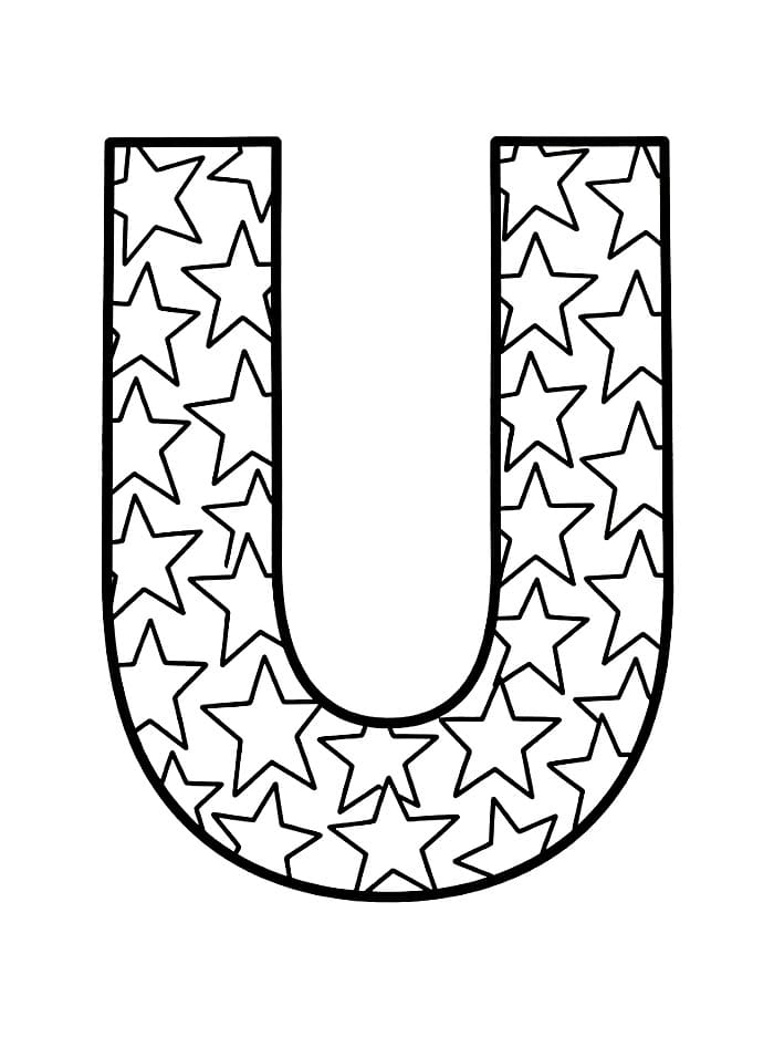 Stjerner Bokstaven U fargelegging
