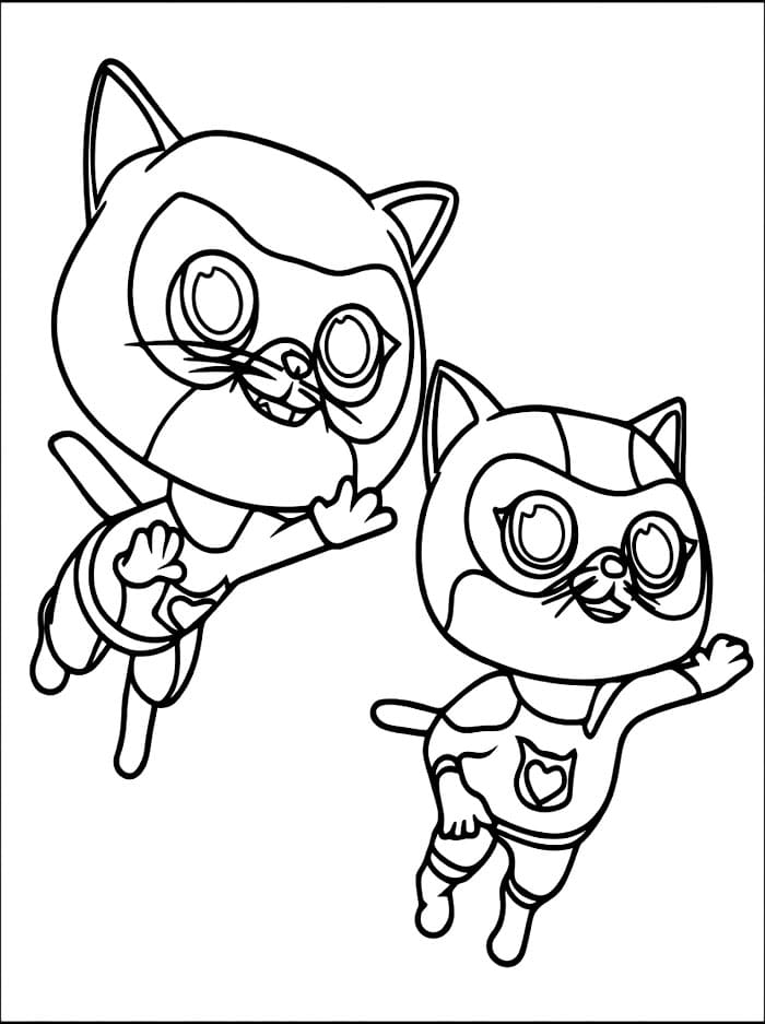 Superkattungene bilde fargelegging