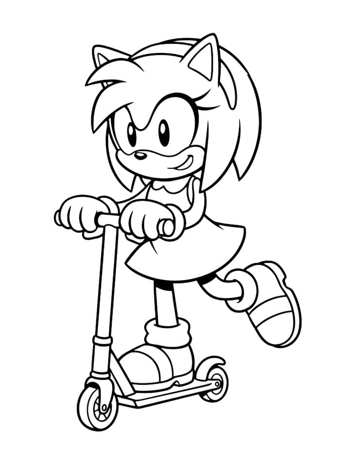 Amy Rose kjører sparkesykkel fargelegging