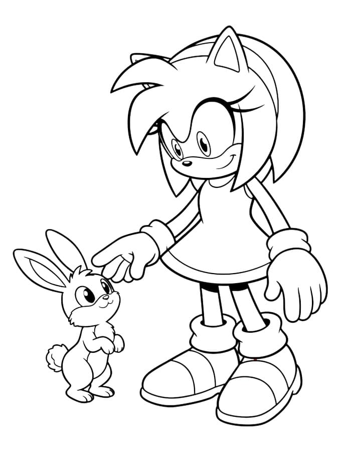 Amy Rose og kaninen fargelegging