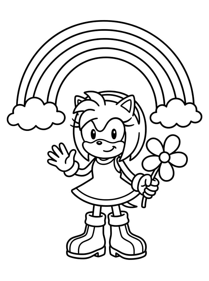 Amy Rose og regnbuen fargelegging