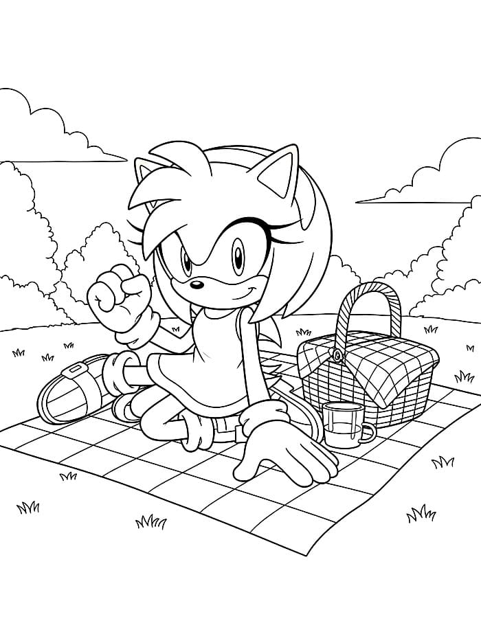 Amy Rose på et piknikteppe fargelegging