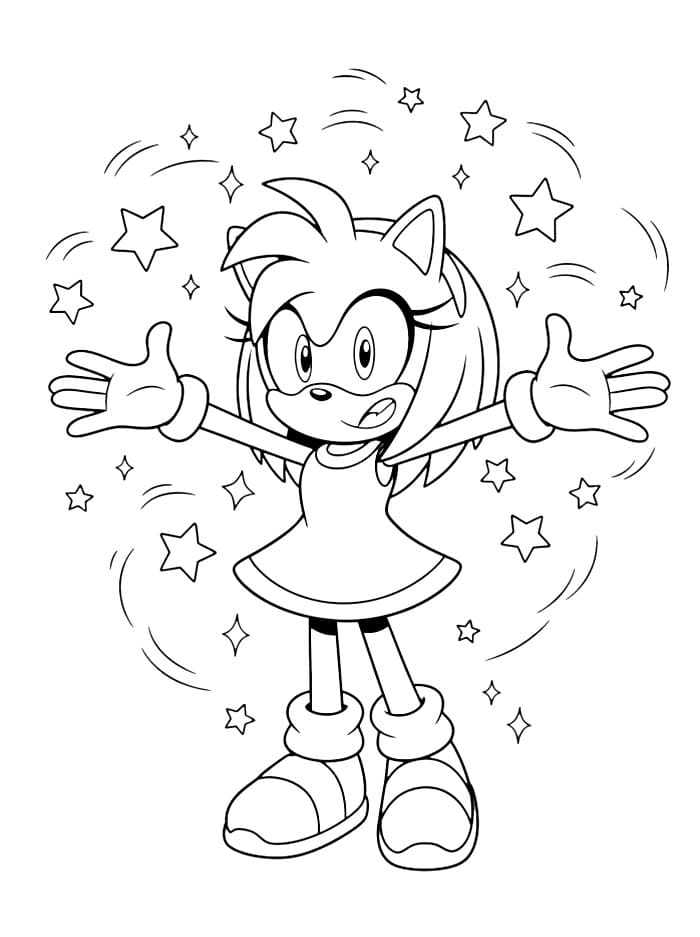 Amy Rose strekker ut armene sine fargelegging
