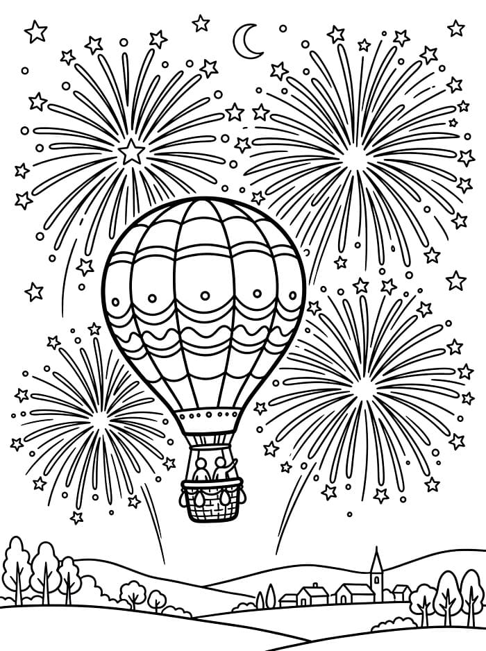 Ballong blant fyrverkeri fargelegging