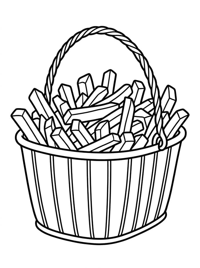 Bilde av pommes frites i en kurv fargelegging