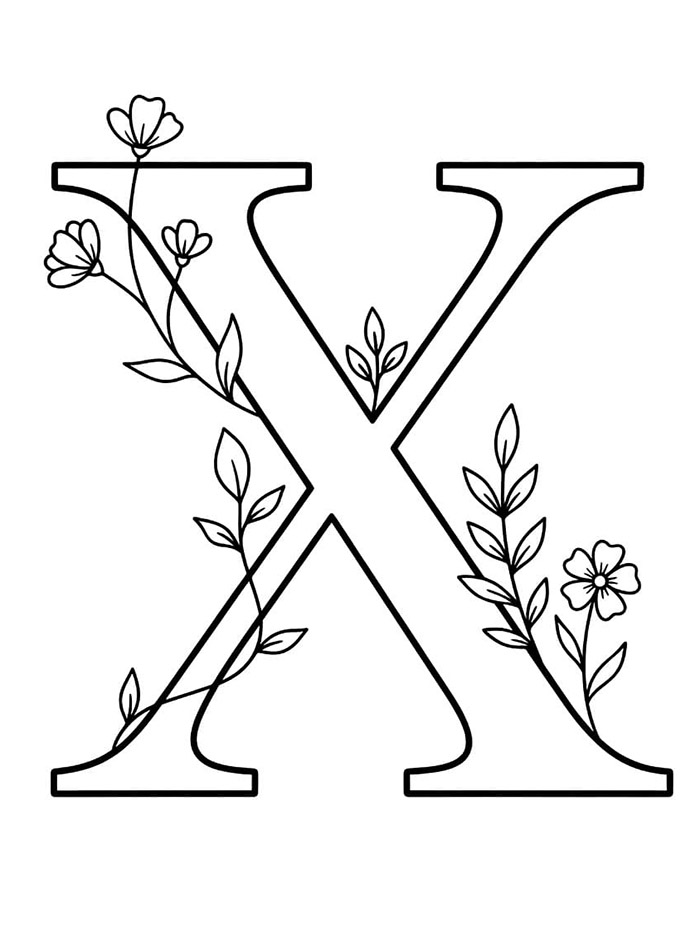 Blomst av bokstav X fargelegging