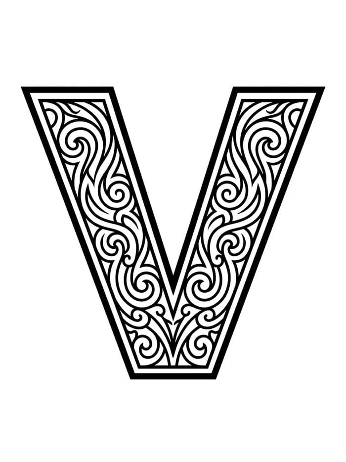 Bokstaven V Tribal fargelegging