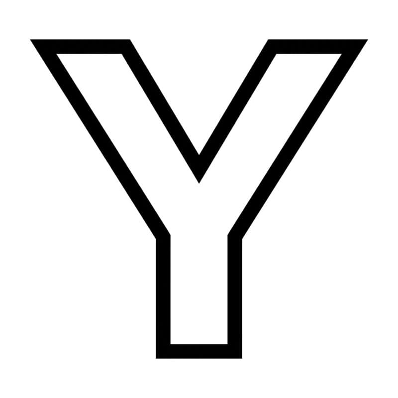 Bokstaven Y uten serif fargelegging