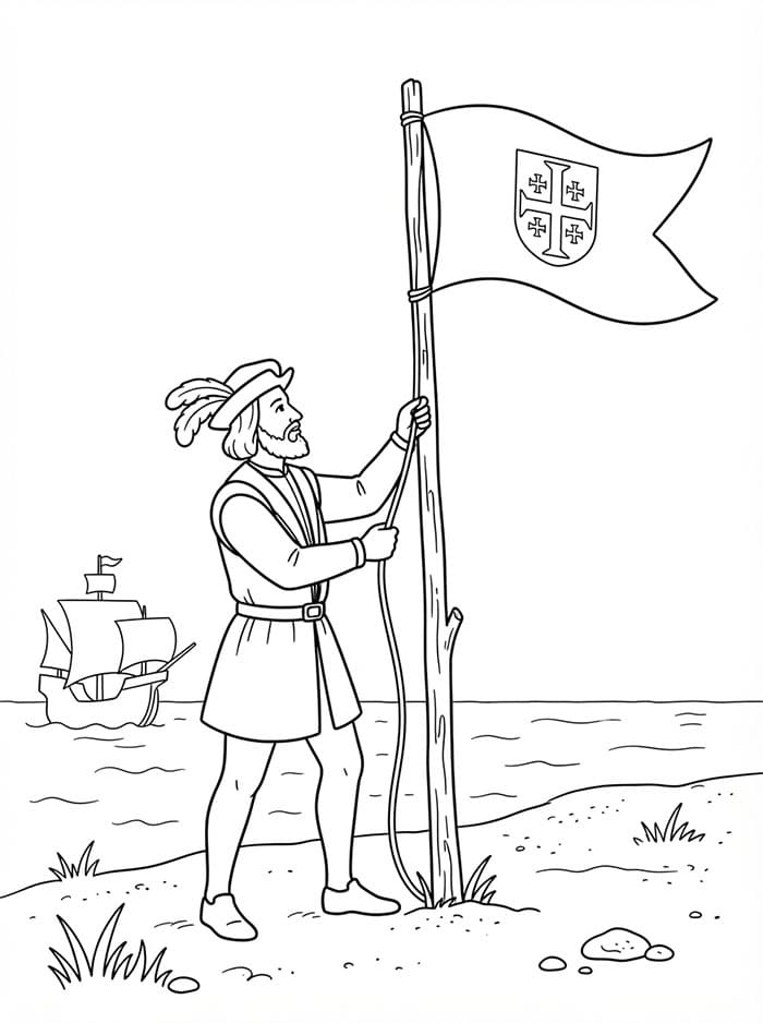 Christopher Columbus heiser flagget fargelegging