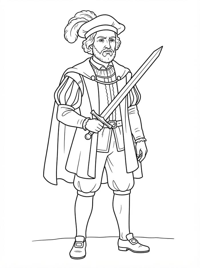 Christopher Columbus holder sverdet fargelegging