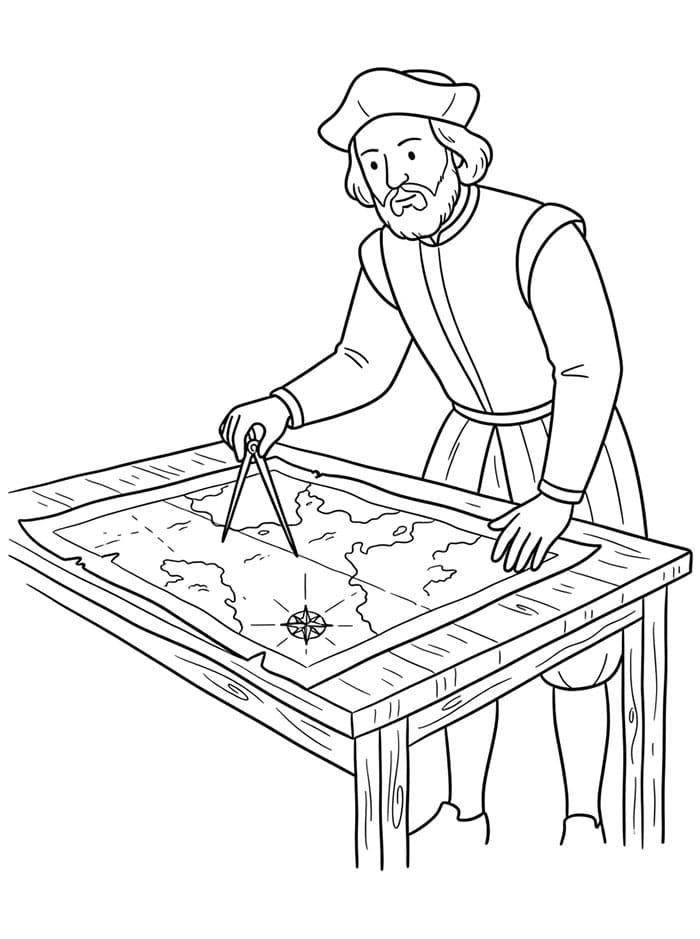 Christopher Columbus måler avstand fargelegging