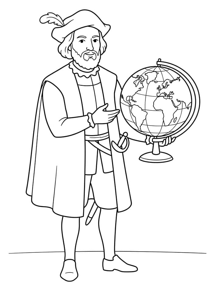 Christopher Columbus med globus fargelegging