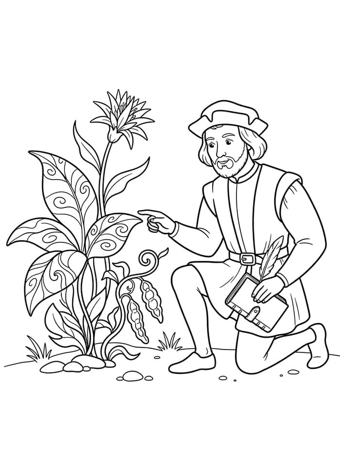 Christopher Columbus ser på planter fargelegging