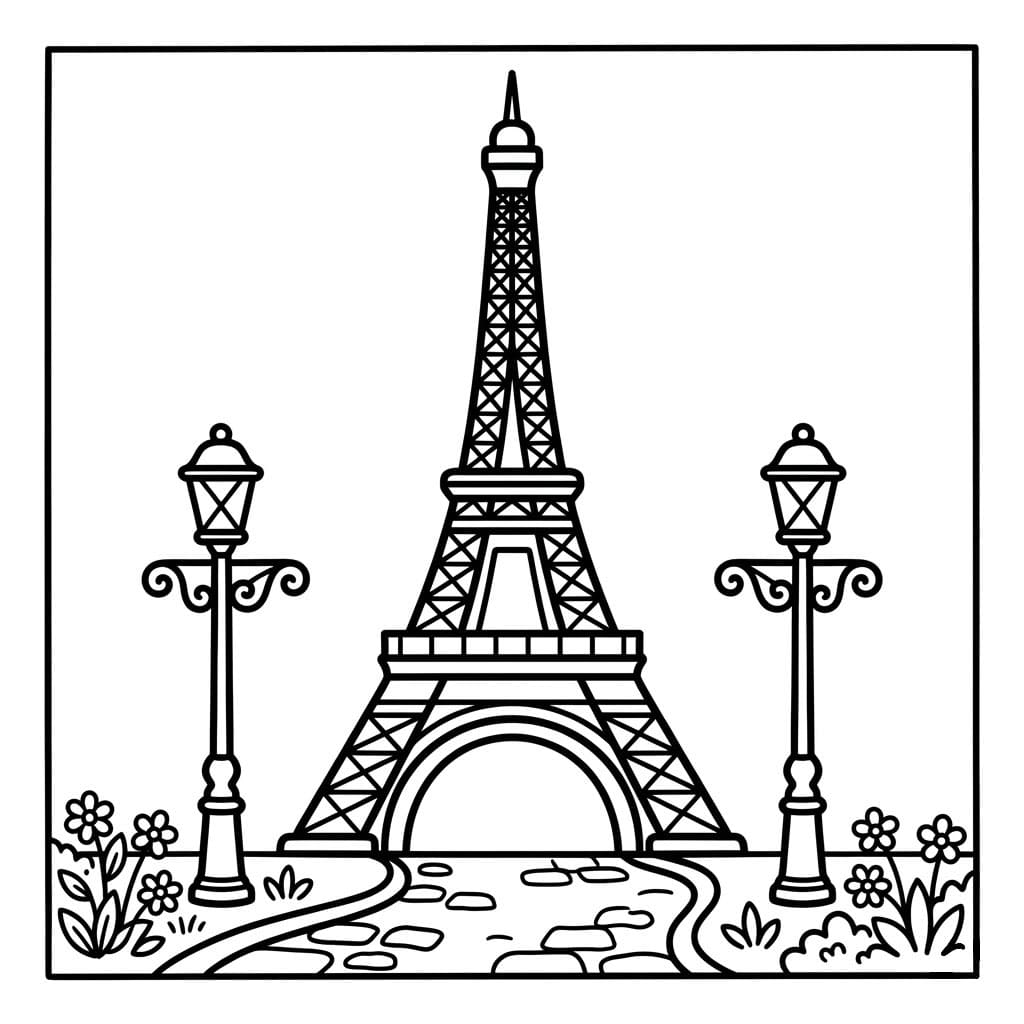 Eiffeltårnet og gatelysene i Paris fargelegging