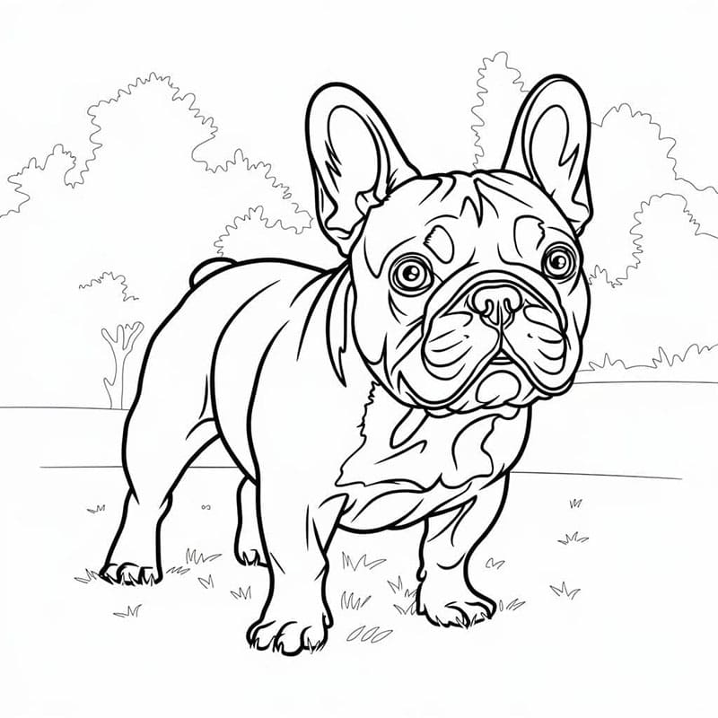 En fransk bulldog fargelegging