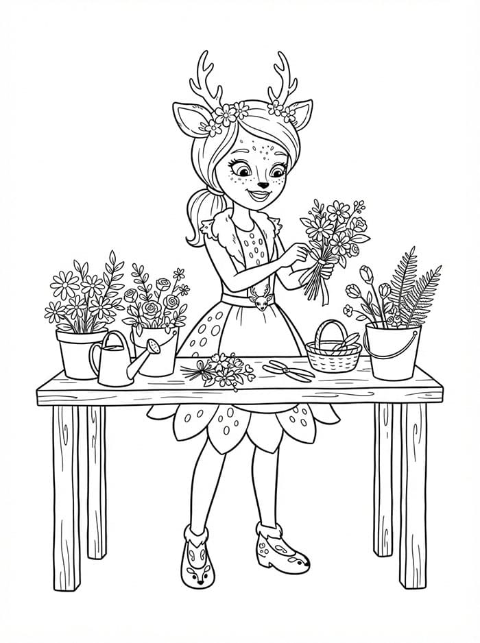 Enchantimals Danessa Deer lager blomsterkrans fargelegging